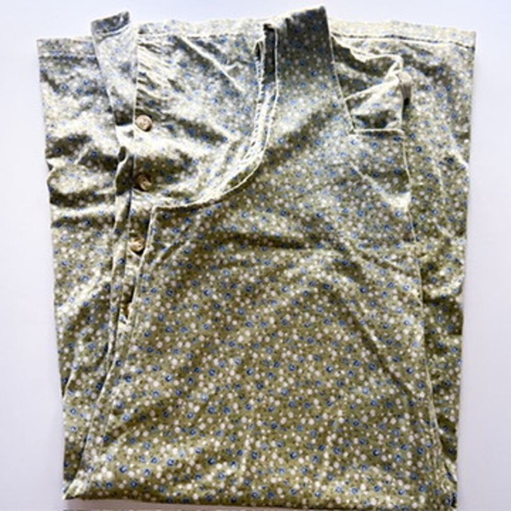 Vintage Square Neck Column Dress Cottagecore Green Floral with Side Buttons 80s